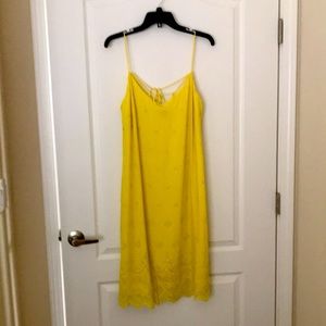 Yellow spaghetti strap lace dress